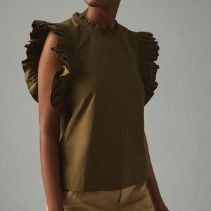 English Factory Puff Ruffle Sleeve Top